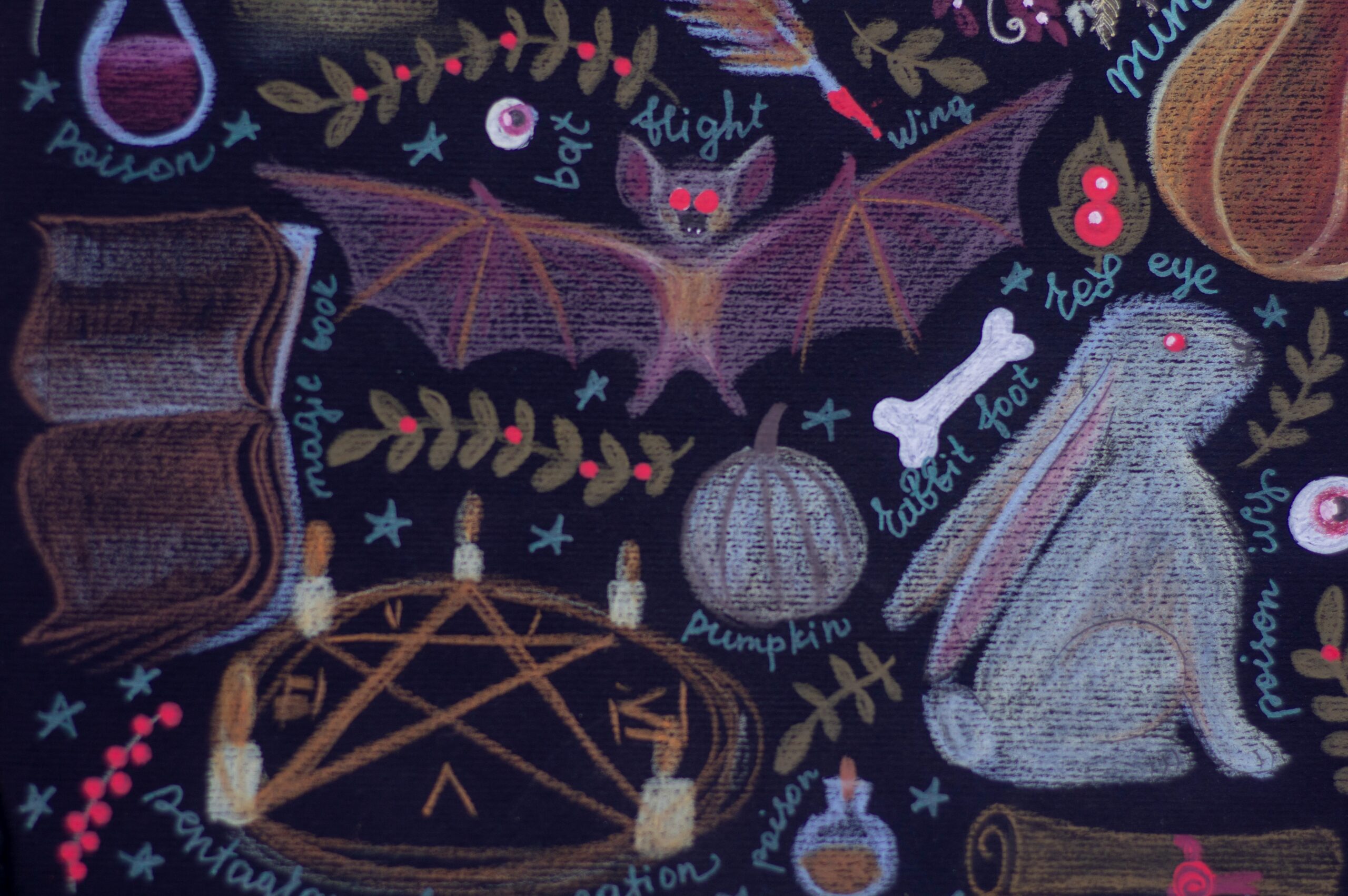 A photo of an artistic painting showing elements of Voodoo practice.